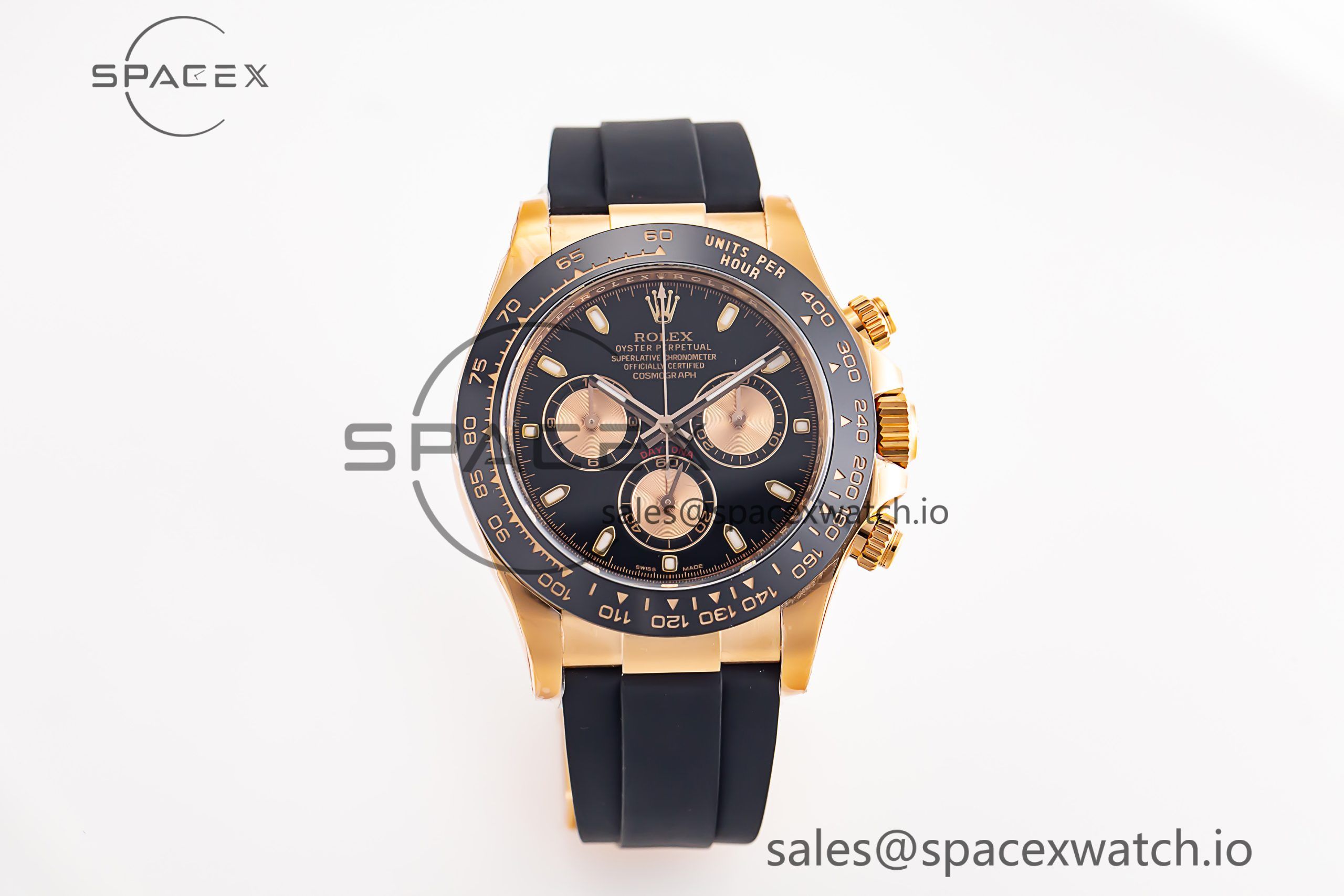 _MG_4095 Daytona 116515 RG Clean Factory 1:1 Best Edition Black Ceramic Bezel Black Stick Dial on Oysterflex Rubber Strap A4130 - Image 1
