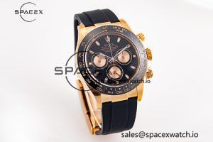 Daytona 116515 RG Clean Factory 1:1 Best Edition Black Ceramic Bezel Black Stick Dial on Oysterflex Rubber Strap A4130 - Image 5