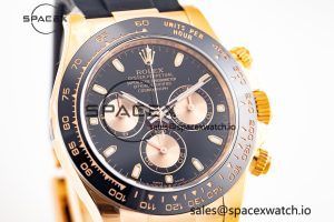 Daytona 116515 RG Clean Factory 1:1 Best Edition Black Ceramic Bezel Black Stick Dial on Oysterflex Rubber Strap A4130 - Image 3