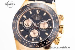 Daytona 116515 RG Clean Factory 1:1 Best Edition Black Ceramic Bezel Black Stick Dial on Oysterflex Rubber Strap A4130 - Image 2