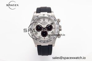 Daytona 116519 Clean Factory 1:1 Best Edition 904L SS Case White Dial on Rubber Strap SA4130 V2