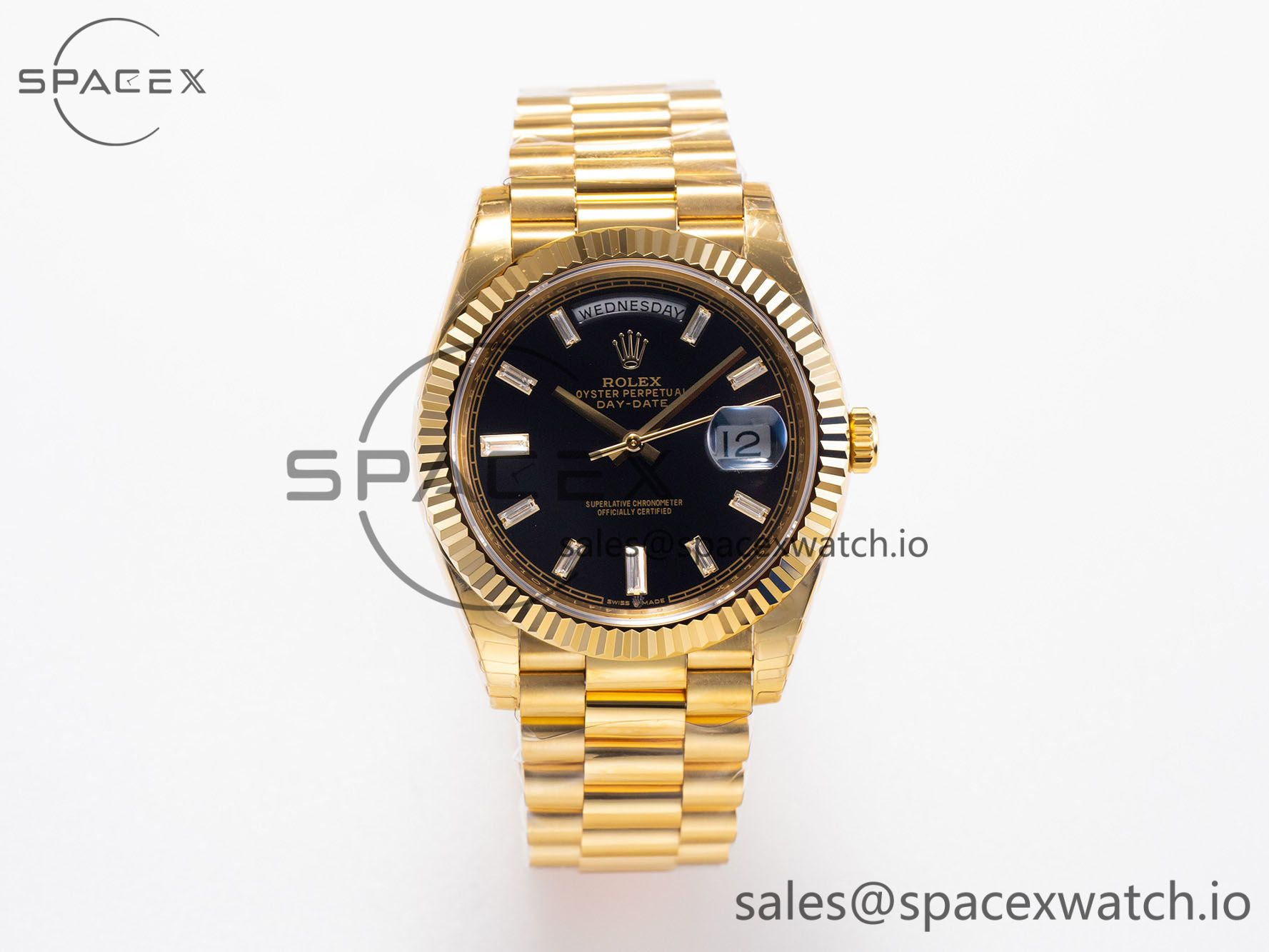 _MG_6311 DayDate 40mm 228238 EWF 1:1 Flt YG Black Dial Diamond Markers A2836 - Image 1