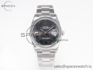 DateJust 41 126330 904L SS VSF 1:1 Best Edition Gray Dial Green Roman on Oyster Bracelet VS3235