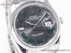 DateJust 41 126330 904L SS VSF 1:1 Best Edition Gray Dial Green Roman on Oyster Bracelet VS3235 - Image 3