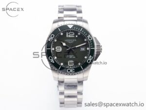 Hydroconquest 43mm SS Black Ceramic Bezel XF 1:1 Best Edition Dark Green Dial on SS Bracelet L888