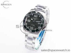 Hydroconquest 43mm SS Black Ceramic Bezel XF 1:1 Best Edition Dark Green Dial on SS Bracelet L888 - Image 4