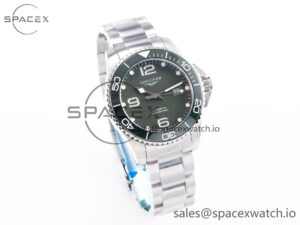 Hydroconquest 43mm SS Black Ceramic Bezel XF 1:1 Best Edition Dark Green Dial on SS Bracelet L888 - Image 5