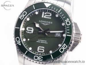 Hydroconquest 43mm SS Black Ceramic Bezel XF 1:1 Best Edition Dark Green Dial on SS Bracelet L888 - Image 2