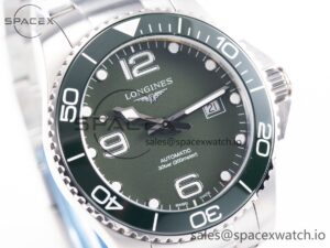 Hydroconquest 43mm SS Black Ceramic Bezel XF 1:1 Best Edition Dark Green Dial on SS Bracelet L888 - Image 3