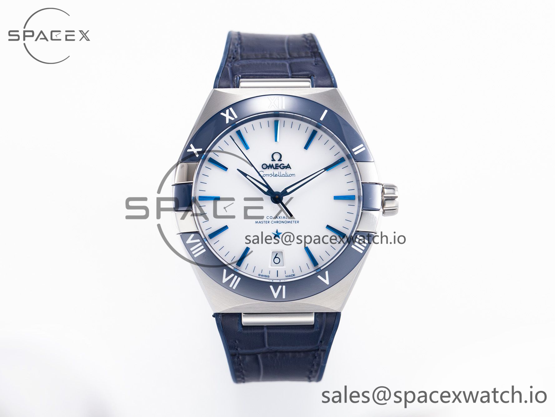 _MG_6473 Constellation 41mm Blue Ceramic Bezel SS SBF 1:1 Best Edition White Dial on SS Bracelet A8900 - Image 1