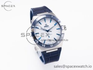 Constellation 41mm Blue Ceramic Bezel SS SBF 1:1 Best Edition White Dial on SS Bracelet A8900 - Image 5