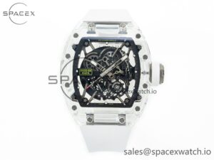 RM035 TRANSPARENT SONIC Best Edition Skeleton Dial on White Rubber Strap Clone RMUL2 V2