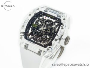 RM035 TRANSPARENT SONIC Best Edition Skeleton Dial on White Rubber Strap Clone RMUL2 V2 - Image 4