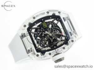 RM035 TRANSPARENT SONIC Best Edition Skeleton Dial on White Rubber Strap Clone RMUL2 V2 - Image 7