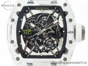 RM035 TRANSPARENT SONIC Best Edition Skeleton Dial on White Rubber Strap Clone RMUL2 V2 - Image 2