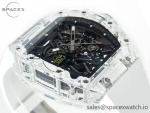 RM035 TRANSPARENT SONIC Best Edition Skeleton Dial on White Rubber Strap Clone RMUL2 V2 - Image 6