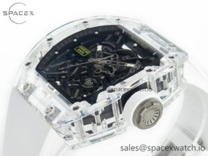 RM035 TRANSPARENT SONIC Best Edition Skeleton Dial on White Rubber Strap Clone RMUL2 V2 - Image 5