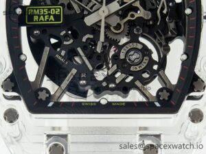 RM035 TRANSPARENT SONIC Best Edition Skeleton Dial on White Rubber Strap Clone RMUL2 V2 - Image 10