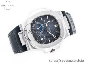Nautilus 5712 SS PPF 1:1 Best Edition Blue Dial on Black Leather Strap A240 Super Clone V2 - Image 7
