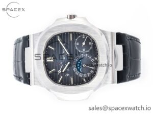 Nautilus 5712 SS PPF 1:1 Best Edition Blue Dial on Black Leather Strap A240 Super Clone V2 - Image 8