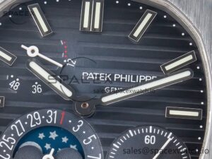 Nautilus 5712 SS PPF 1:1 Best Edition Blue Dial on Black Leather Strap A240 Super Clone V2 - Image 10
