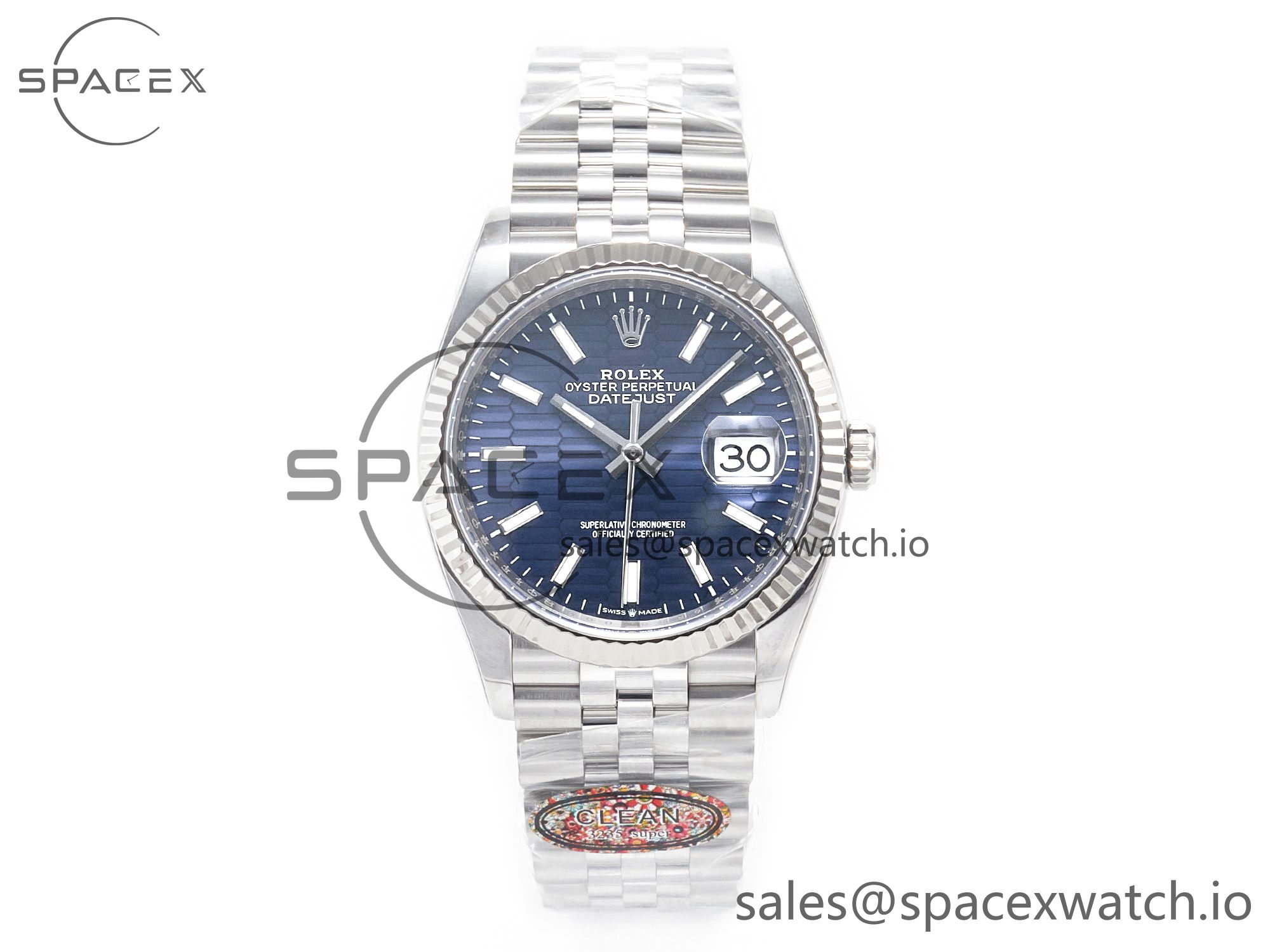 IMG_0147 拷贝 DateJust 36MM 126234 SS Clean 1:1 Best Edition Blue Fluted Dial on SS Jubilee Bracelet VR3235 - Image 1