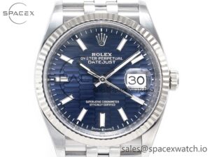 DateJust 36MM 126234 SS Clean 1:1 Best Edition Blue Fluted Dial on SS Jubilee Bracelet VR3235 - Image 2