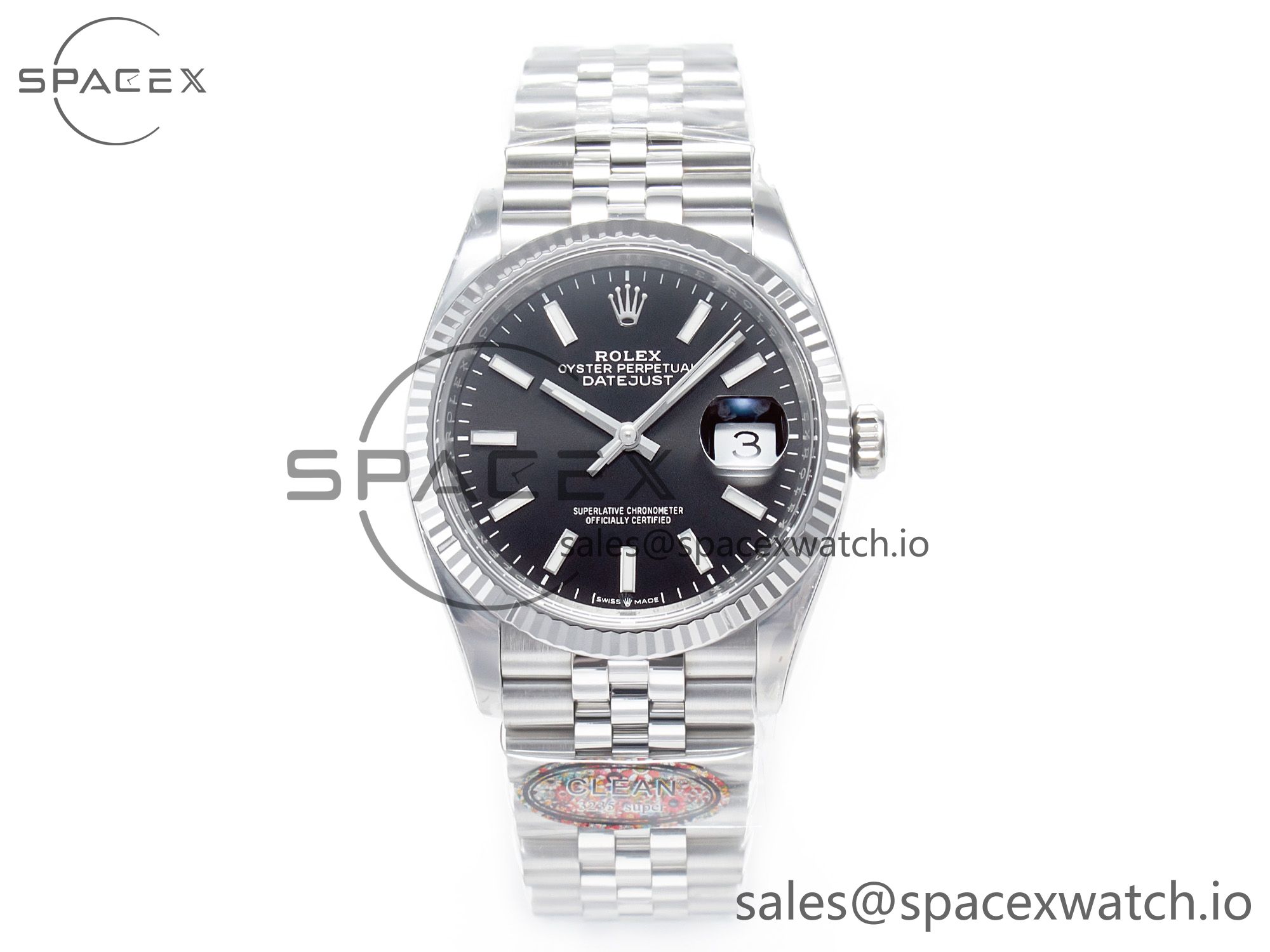 IMG_0187 拷贝 DateJust 36 126234 904L SS Clean 1:1 Best Edition Fluted Bezel Black Dial on Jubilee Bracelet VR3235 - Image 1