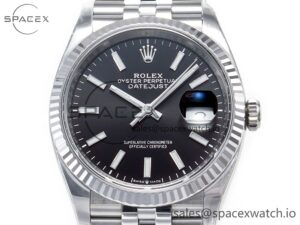 DateJust 36 126234 904L SS Clean 1:1 Best Edition Fluted Bezel Black Dial on Jubilee Bracelet VR3235 - Image 2
