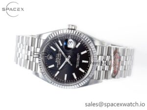 DateJust 36 126234 904L SS Clean 1:1 Best Edition Fluted Bezel Black Dial on Jubilee Bracelet VR3235 - Image 8