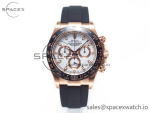 Daytona 116515 Clean 1:1 Best Edition 904L Steel RG White Dial on Oysterflex Strap SA4130