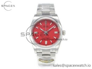 Oyster Perpetual 36mm 126000 Clean 1:1 Best Edition 904L Steel Red Dial on SS Bracelet VR3230