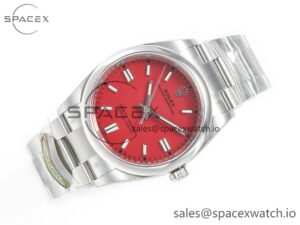 Oyster Perpetual 36mm 126000 Clean 1:1 Best Edition 904L Steel Red Dial on SS Bracelet VR3230 - Image 7