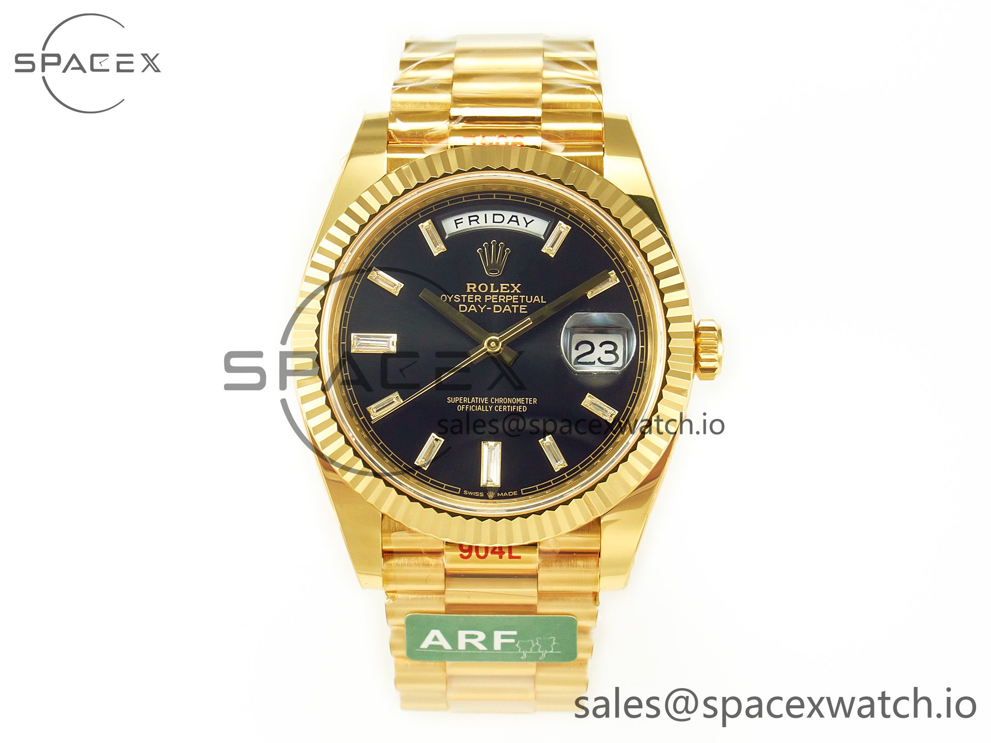 IMG_0563 拷贝 Day Date 40 228238 ARF 904L Steel Black Crystal Diamonds Bezel on President Bracelet VR3255 - Image 1