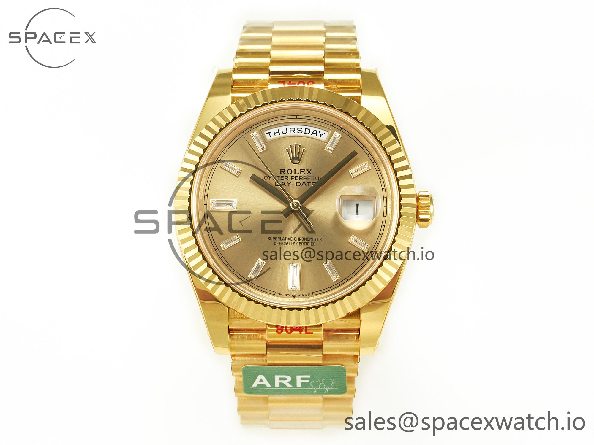 IMG_0563 拷贝 Day Date 40 228238 ARF 904L Steel YG Crystal Diamonds Bezel on President Bracelet VR3255 - Image 1