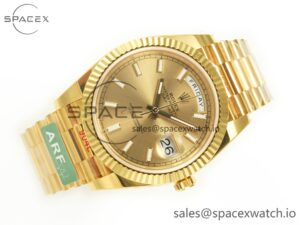 DayDate 40 228238 ARF 904L Steel Gold Stick Dial on President Bracelet VR3255 - Image 7