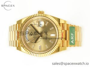 Day Date 40 228238 ARF 904L Steel YG Crystal Diamonds Bezel on President Bracelet VR3255 - Image 8