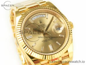 Day Date 40 228238 ARF 904L Steel YG Crystal Diamonds Bezel on President Bracelet VR3255 - Image 3