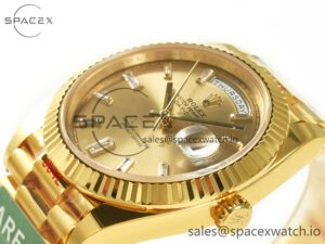 Day Date 40 228238 ARF 904L Steel YG Crystal Diamonds Bezel on President Bracelet VR3255 - Image 5