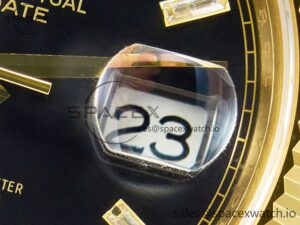 Day Date 40 228238 ARF 904L Steel Black Crystal Diamonds Bezel on President Bracelet VR3255 - Image 9