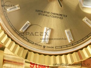 Day Date 40 228238 ARF 904L Steel YG Crystal Diamonds Bezel on President Bracelet VR3255 - Image 11