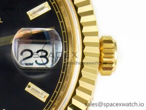 Day Date 40 228238 ARF 904L Steel Black Crystal Diamonds Bezel on President Bracelet VR3255 - Image 10