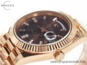 Day Date 40 228235 ARF 904L Steel Brown Crystal Diamonds Bezel on President Bracelet VR3255 - Image 5
