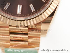 Day Date 40 228235 ARF 904L Steel Brown Crystal Diamonds Bezel on President Bracelet VR3255 - Image 12