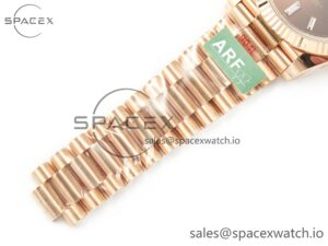 Day Date 40 228235 ARF 904L Steel Brown Crystal Diamonds Bezel on President Bracelet VR3255 - Image 25