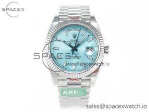 Day Date 40 228236 ARF 904L Steel Tiffany Blue Stick Dial on President Bracelet VR3255