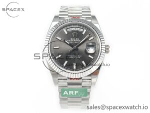 Day Date 40 228239 ARF 904L Steel Grey Stick Dial on President Bracelet VR3255