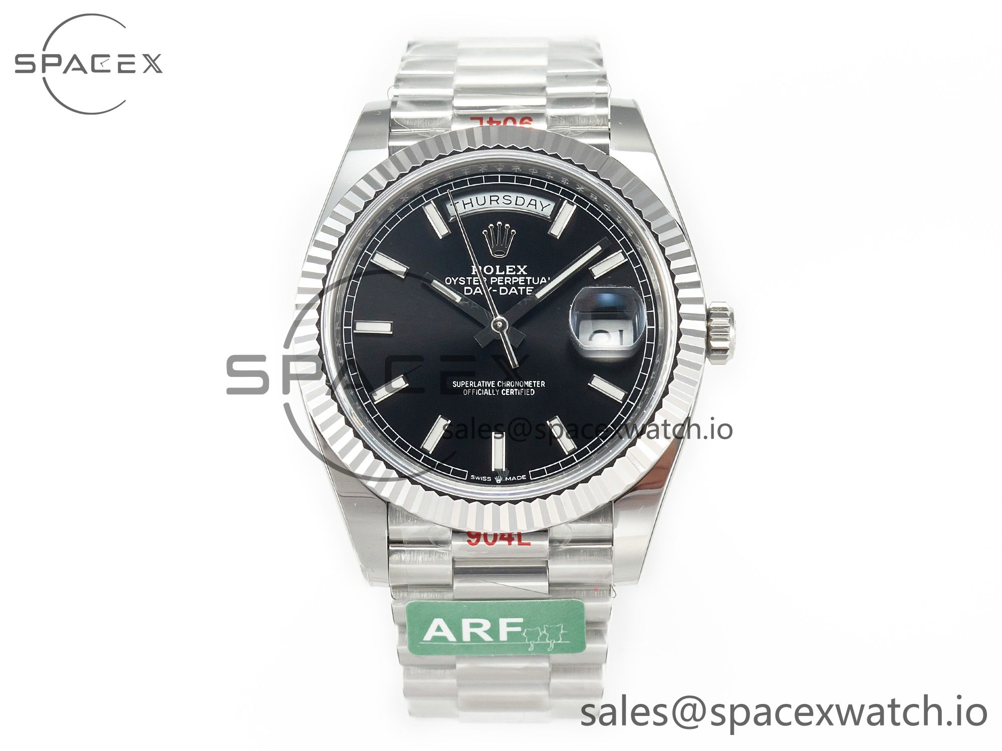 IMG_0614 拷贝 Day Date 40 228239 ARF 904L Steel Black Dial on President Bracelet VR3255 - Image 1