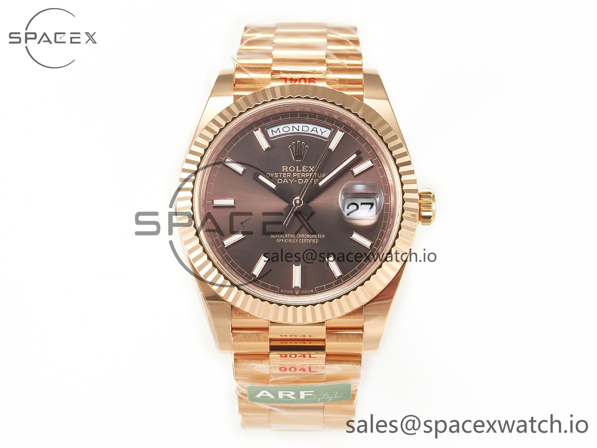 IMG_0614 拷贝 Day Date 40 228235 ARF 904L Steel Brown Stick Dial on President Bracelet VR3255 - Image 1