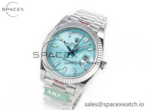 Day Date 40 228236 ARF 904L Steel Tiffany Blue Stick Dial on President Bracelet VR3255 - Image 4